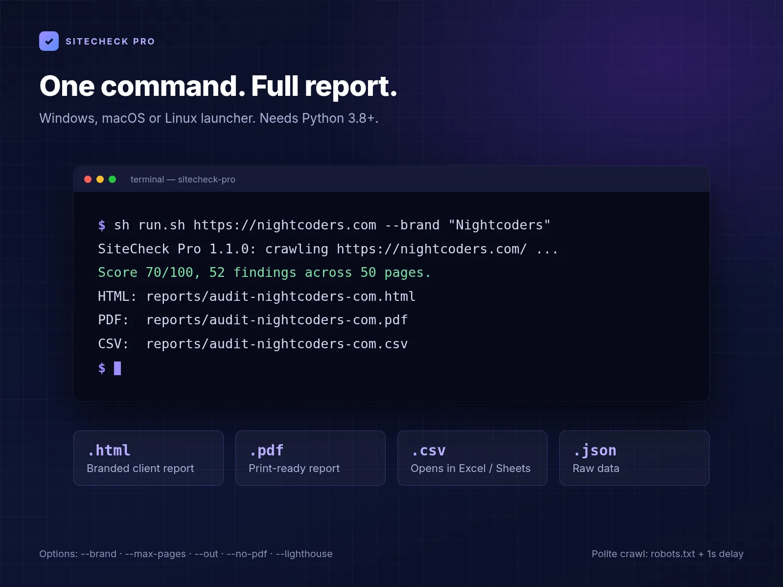 Running SiteCheck Pro from the command line